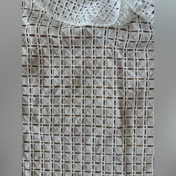 J. Crew One Shoulder Ruffle Eyelet White Statement Blouse Top SZ 12 - Picture 4 of 11